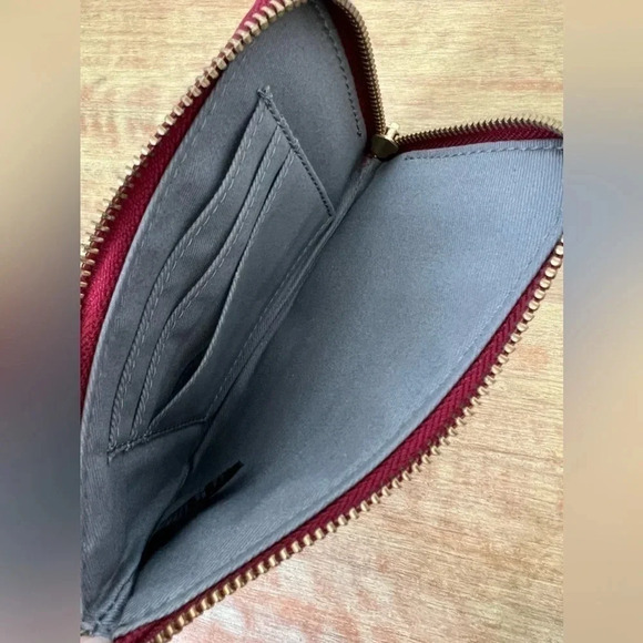 EUC Fossil Red Leather with Black Tassel Wristlet - Picture 3 of 4